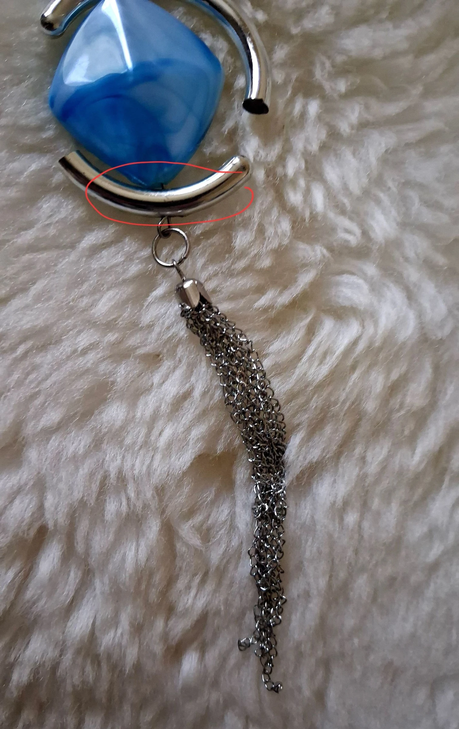 Mooie lange zilveren ketting met blauwe steen – photo 5